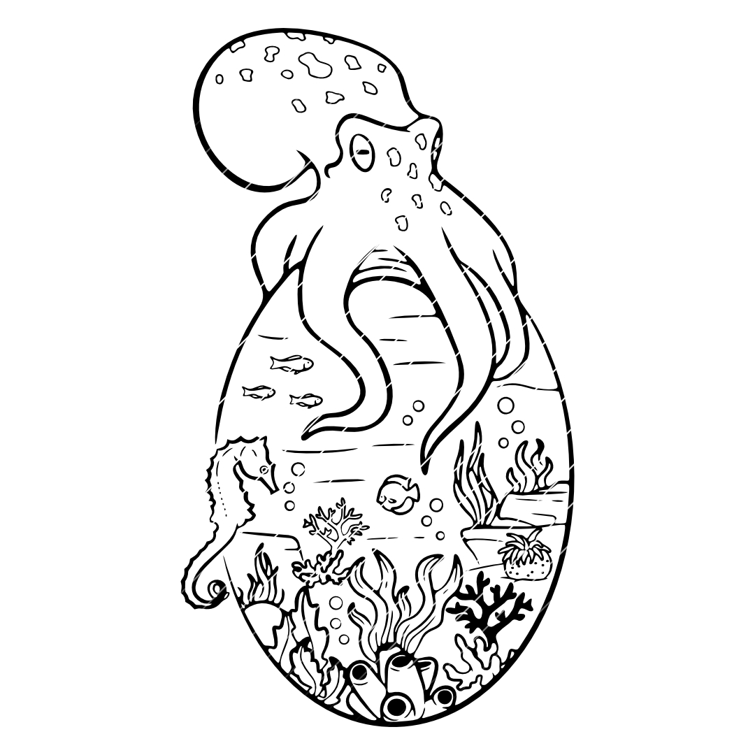Krake & Seepferd – SVG | DXF | EPS | PNG | PDF