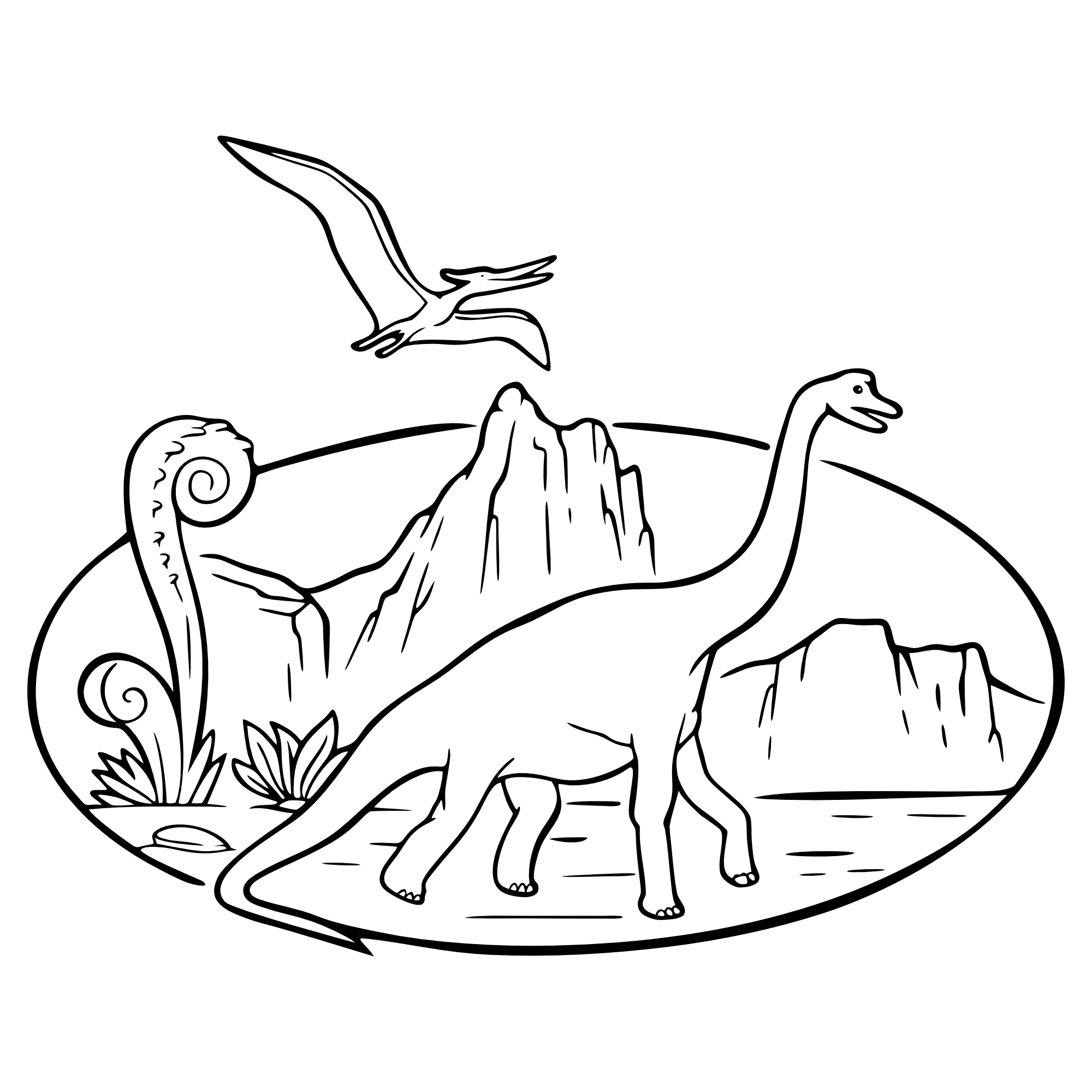 Brachiosaurus & Pteranodon – SVG | DXF | EPS | PNG | PDF