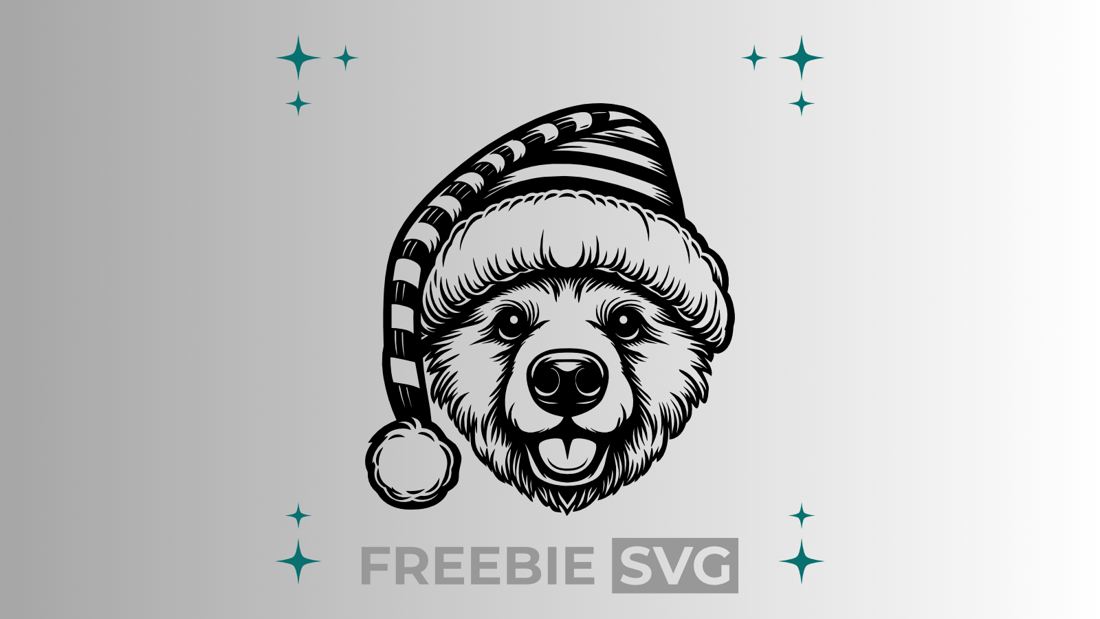 Bär Weihnachtsmütze | Laser- & Plotterdatei | Kostenlose SVG-Datei