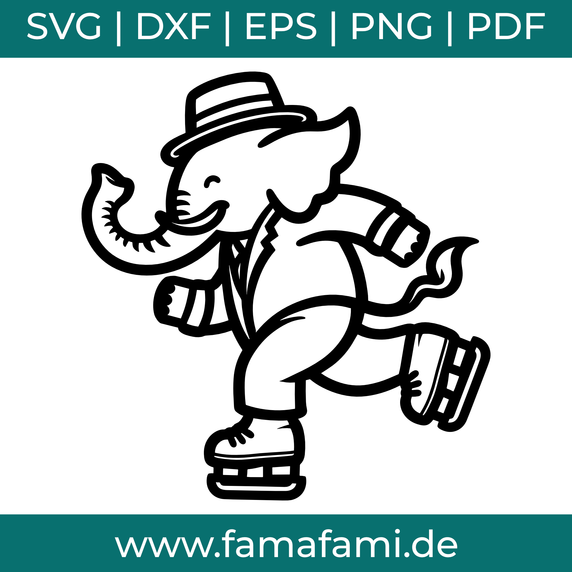 Elefant Eislaufen – SVG | DXF | EPS | PNG | PDF