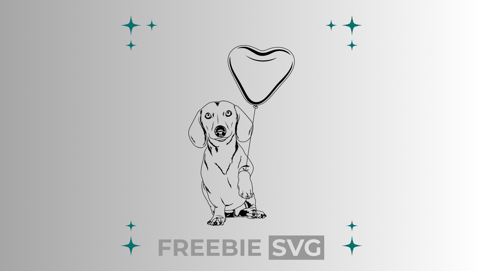 Dackel Herzluftballon | Laser- & Plotterdatei | Kostenlose SVG-Datei