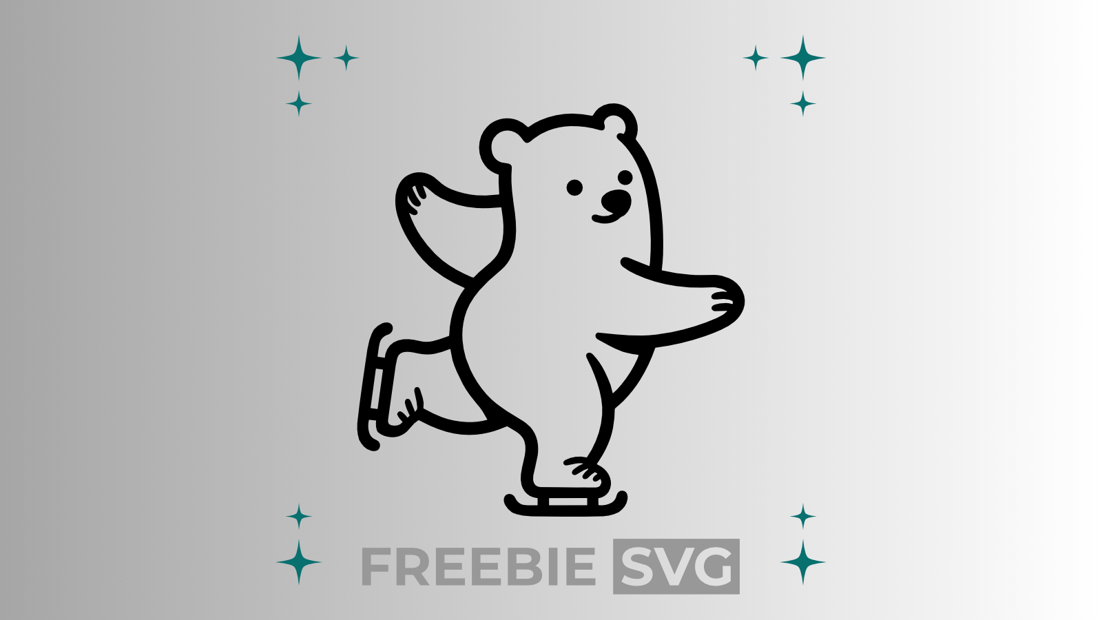 Eisbär Eislaufen | Laser- & Plotterdatei | Kostenlose SVG-Datei