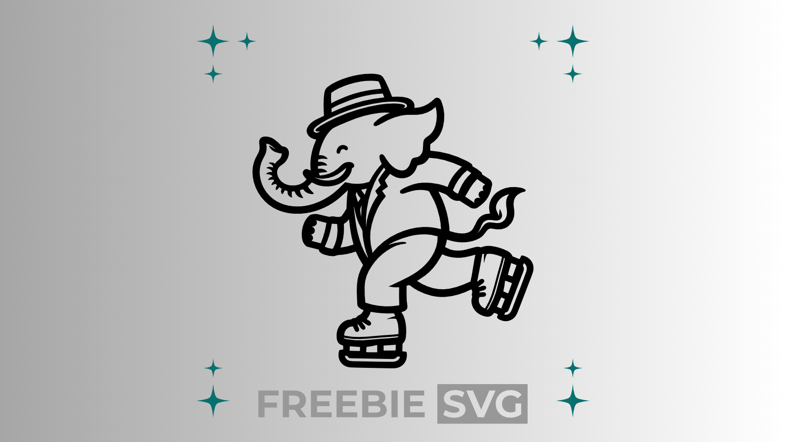 Elefanten Eislaufen | Laser- & Plotterdatei | Kostenlose SVG-Datei