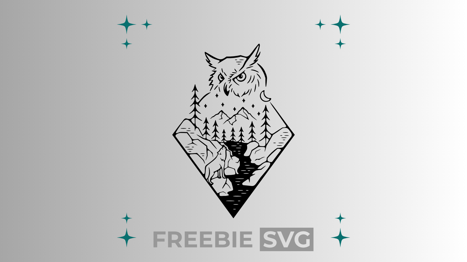 Eule & Wolf | Laser- & Plotterdatei | Kostenlose SVG-Datei