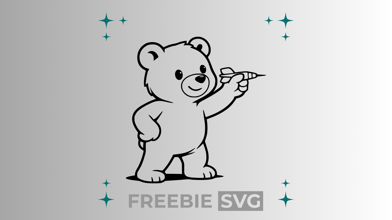 Happy Bär Dartspieler | Laser- & Plotterdatei | Kostenlose SVG-Datei