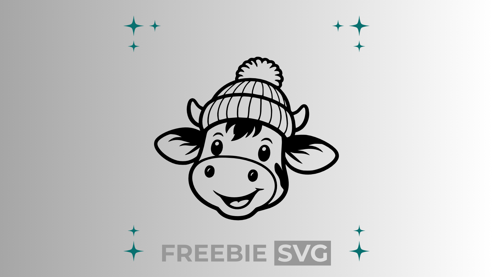 Happy Kuh Bommelmütze | Laser- & Plotterdatei | Kostenlose SVG-Datei