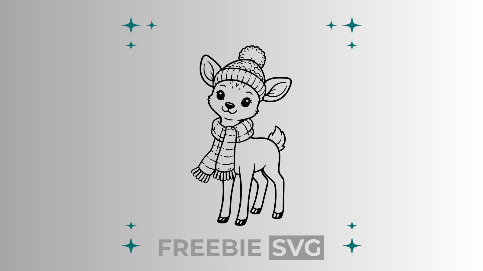 Happy Reh Winter | Laser- & Plotterdatei | Kostenlose SVG-Datei