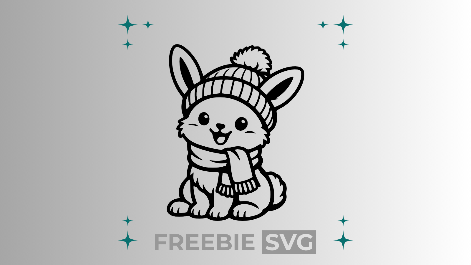 Happy Schneehase Winter | Laser- & Plotterdatei | Kostenlose SVG-Datei