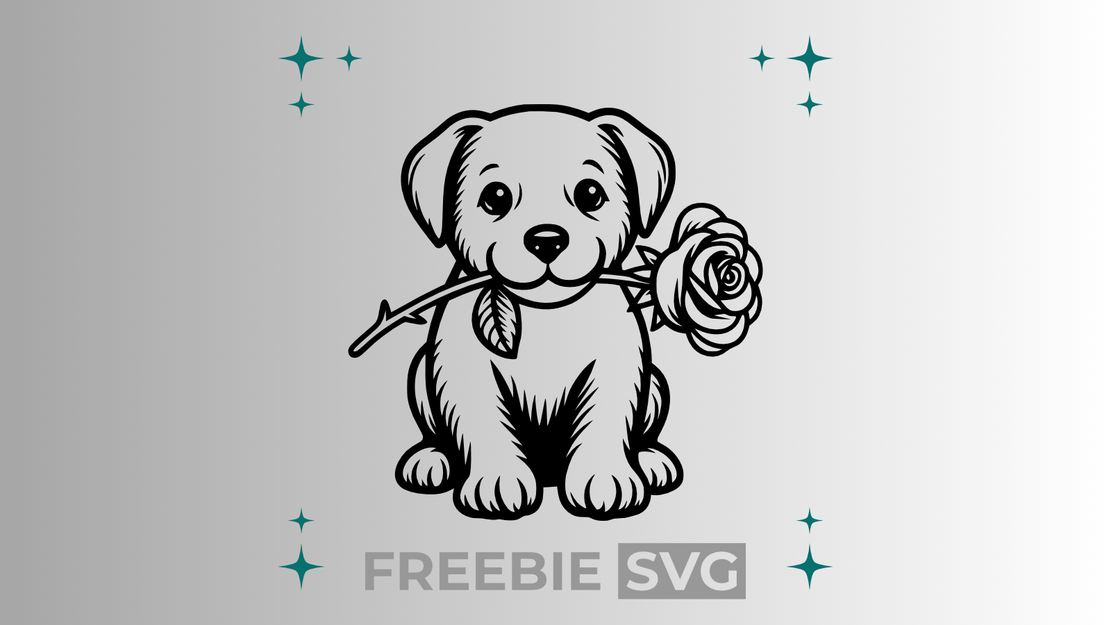 Hund Rose #2 | Laser- & Plotterdatei | Kostenlose SVG-Datei