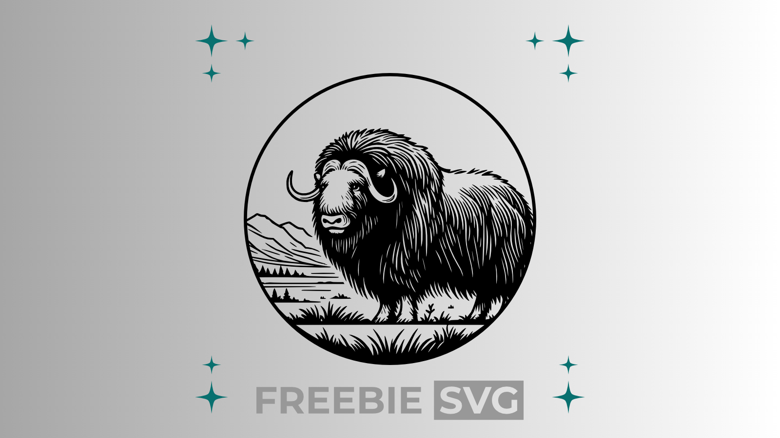 Moschusochse #3 | Laser- & Plotterdatei | Kostenlose SVG-Datei