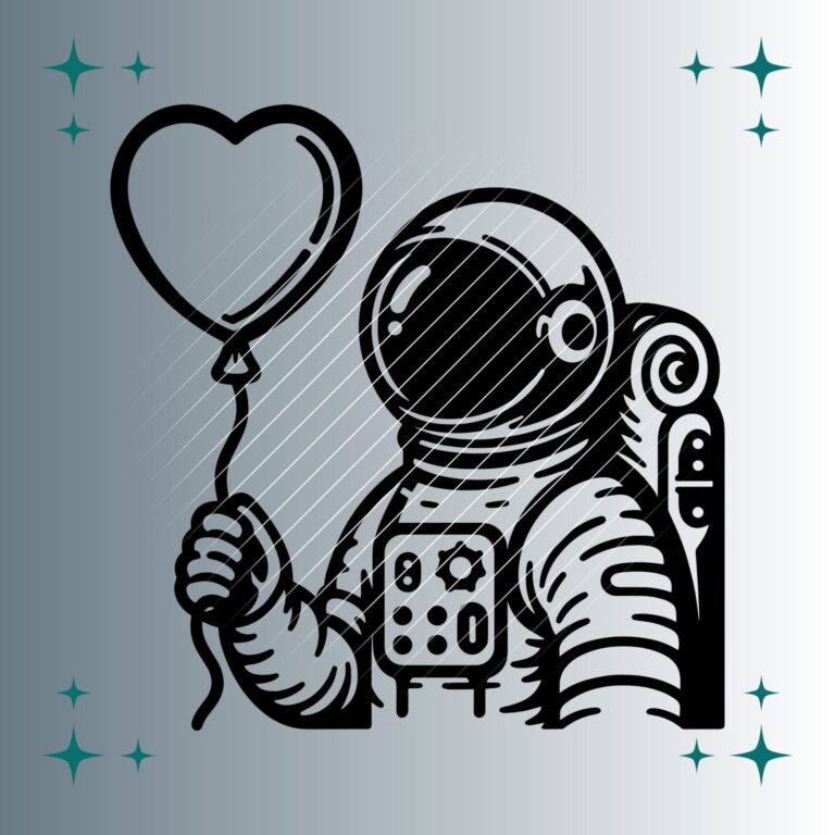 Astronaut Herzluftballon | Plotterdatei | SVG & PNG