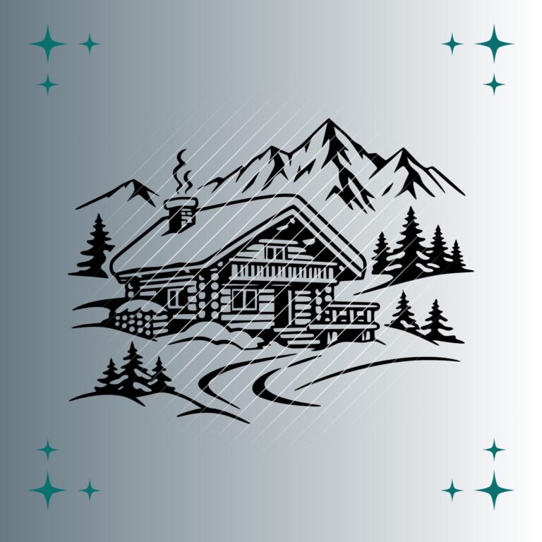 Berghütte Winter | Plotterdatei | SVG & PNG