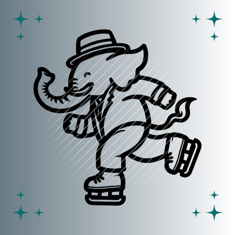 Elefant Eislaufen | Plotterdatei | SVG & PNG