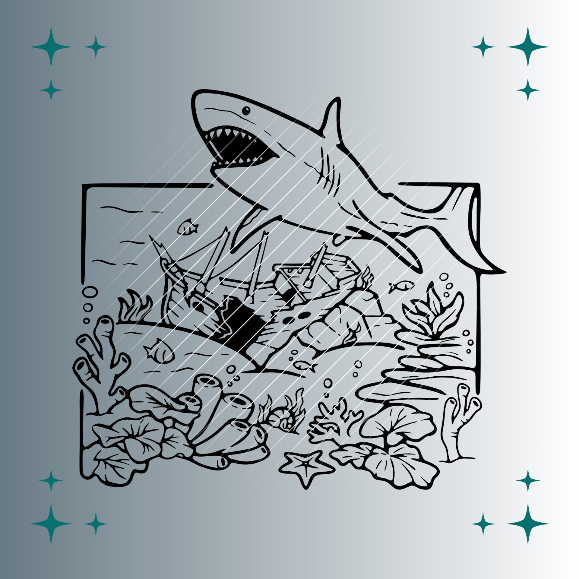 Hai & Schiffswrack | Plotterdatei | SVG & PNG