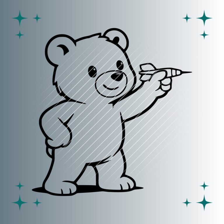Happy Bär Dartspieler | Plotterdatei | SVG & PNG