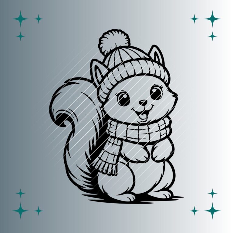 Happy Eichhörnchen Winter | Plotterdatei | SVG & PNG