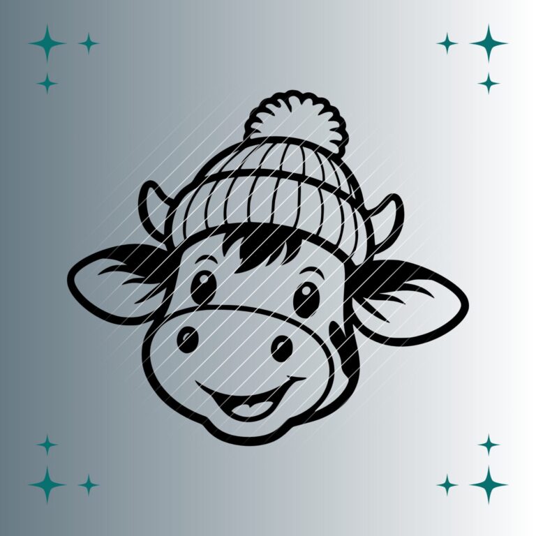 Happy Kuh Bommelmütze | Plotterdatei | SVG & PNG