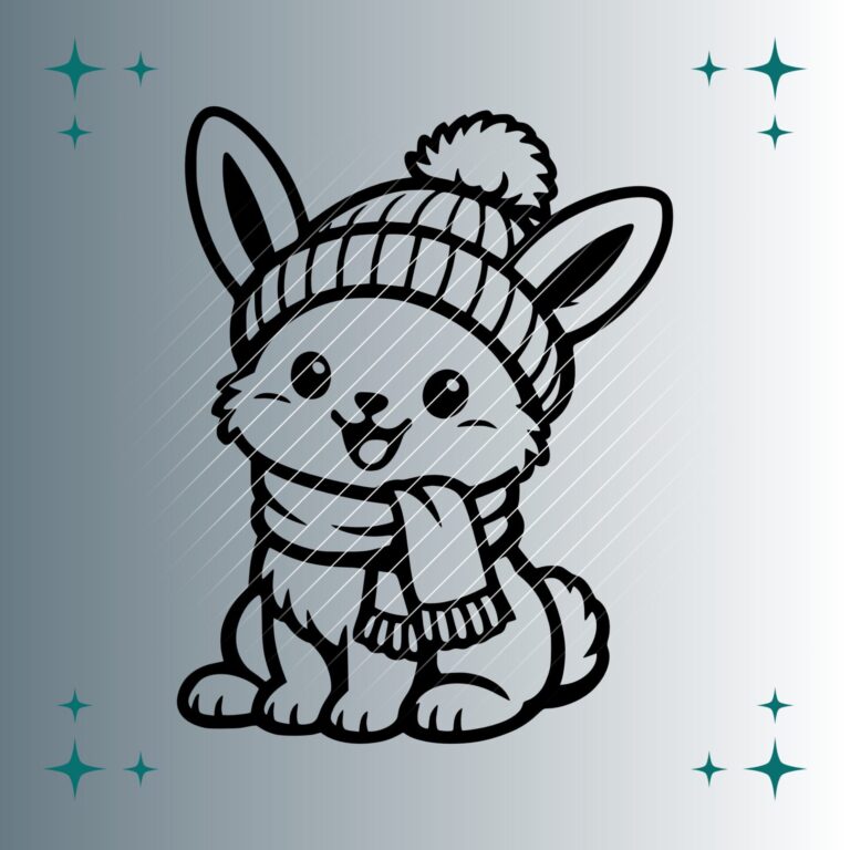 Happy Schneehase Winter | Plotterdatei | SVG & PNG