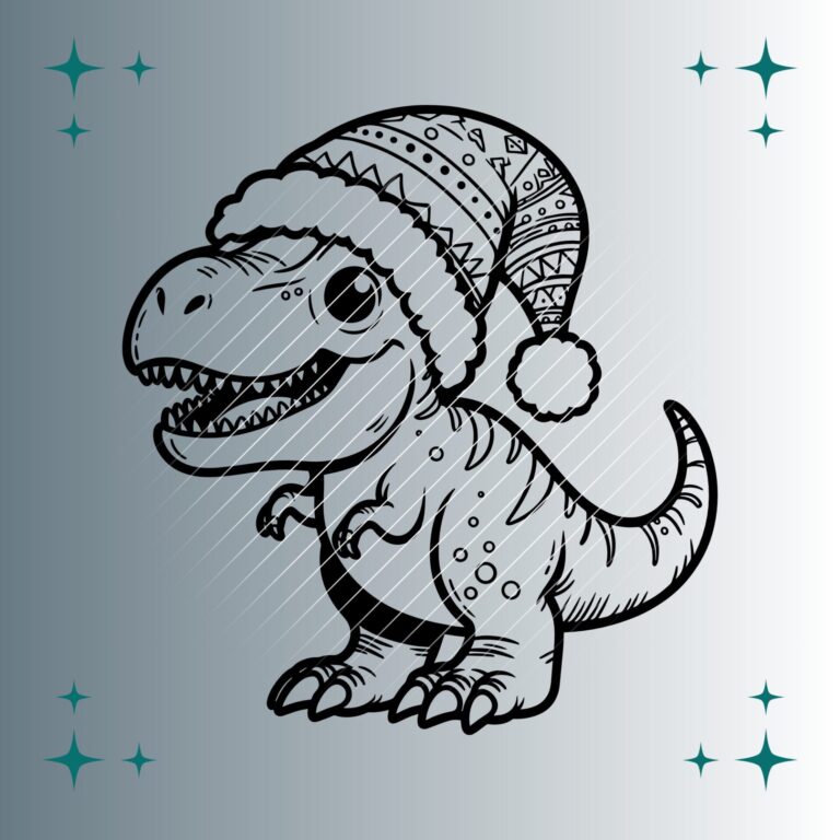 Happy Tyrannosaurus Rex  Weihnachtsmütze | Plotterdatei | SVG & PNG