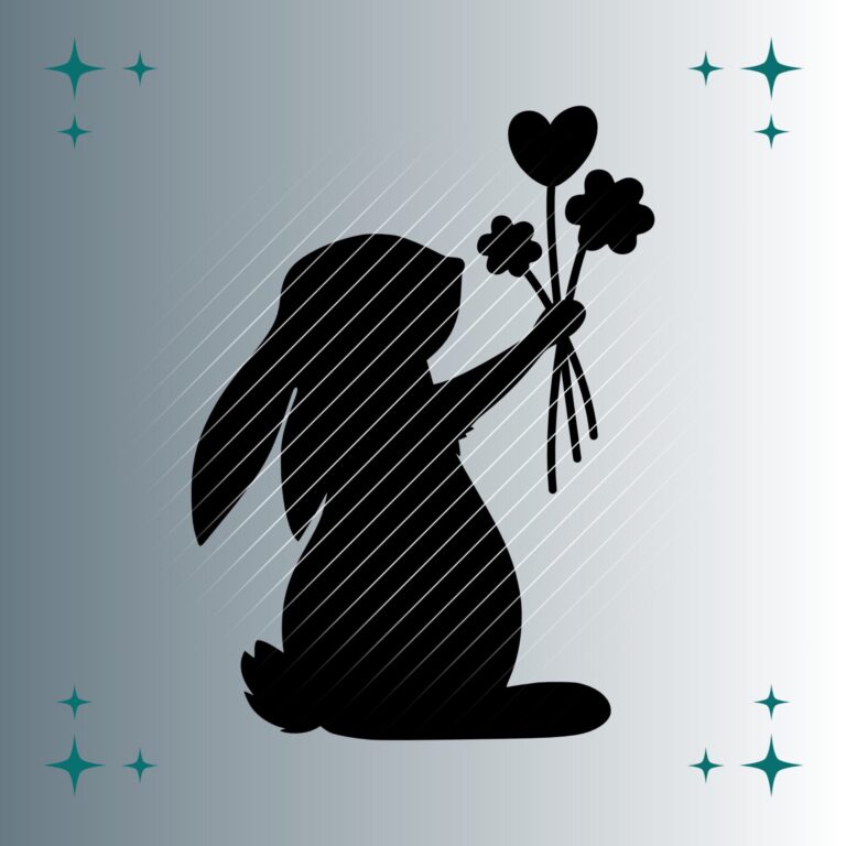 Hase Blumenstrauß Silhouette | Plotterdatei | SVG & PNG