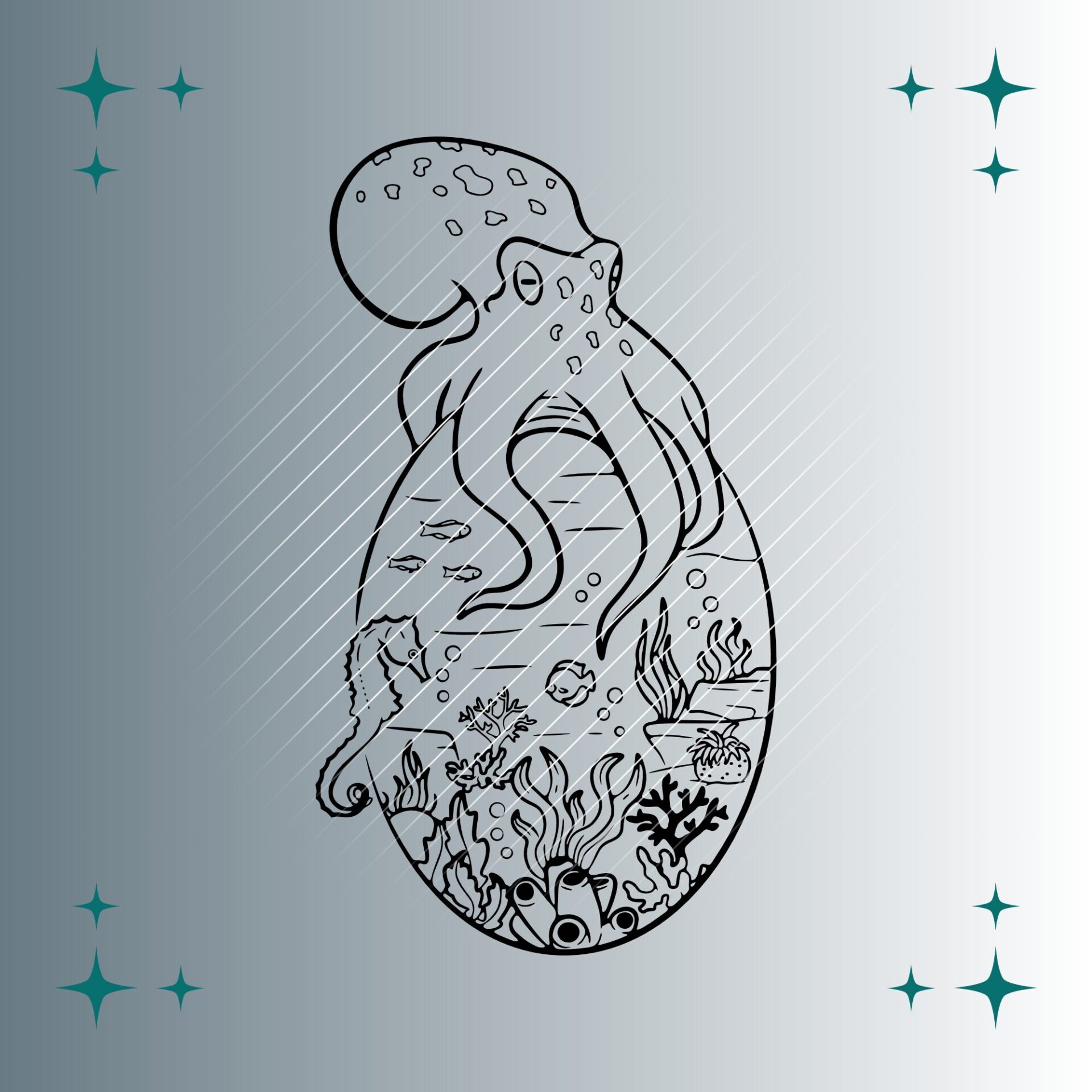 Krake & Seepferd | Plotterdatei | SVG & PNG