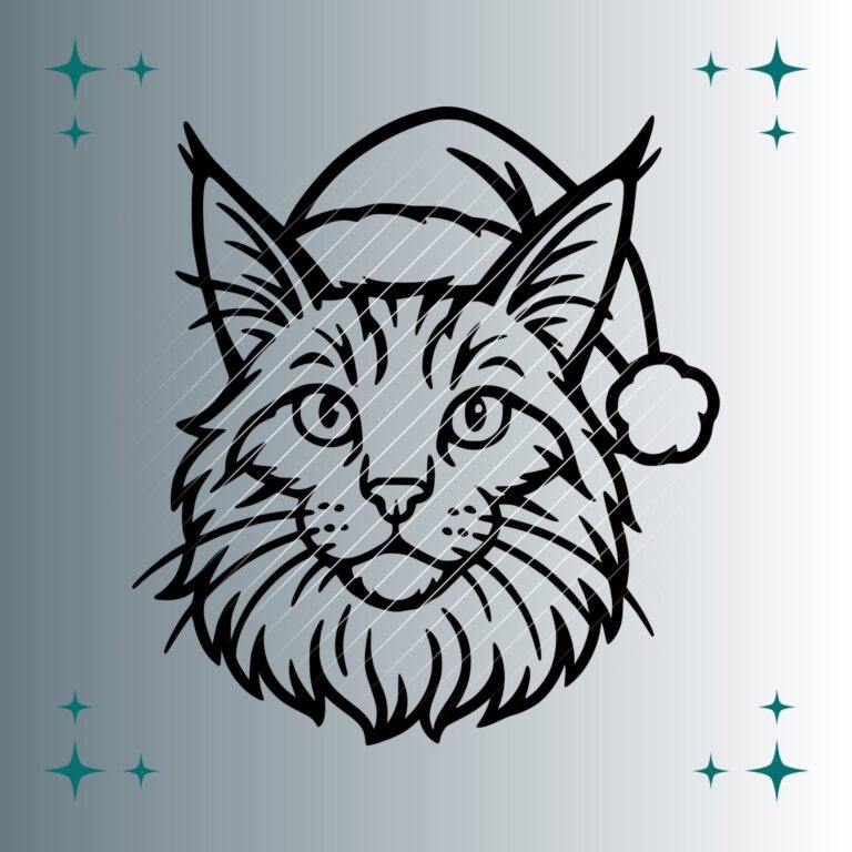 Maine Coon Katze Weihnachtsmütze | Plotterdatei | SVG & PNG