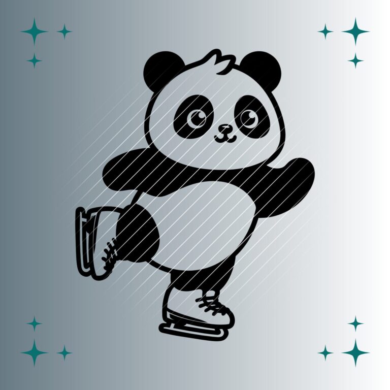 Panda Eislaufen| Plotterdatei | SVG & PNG