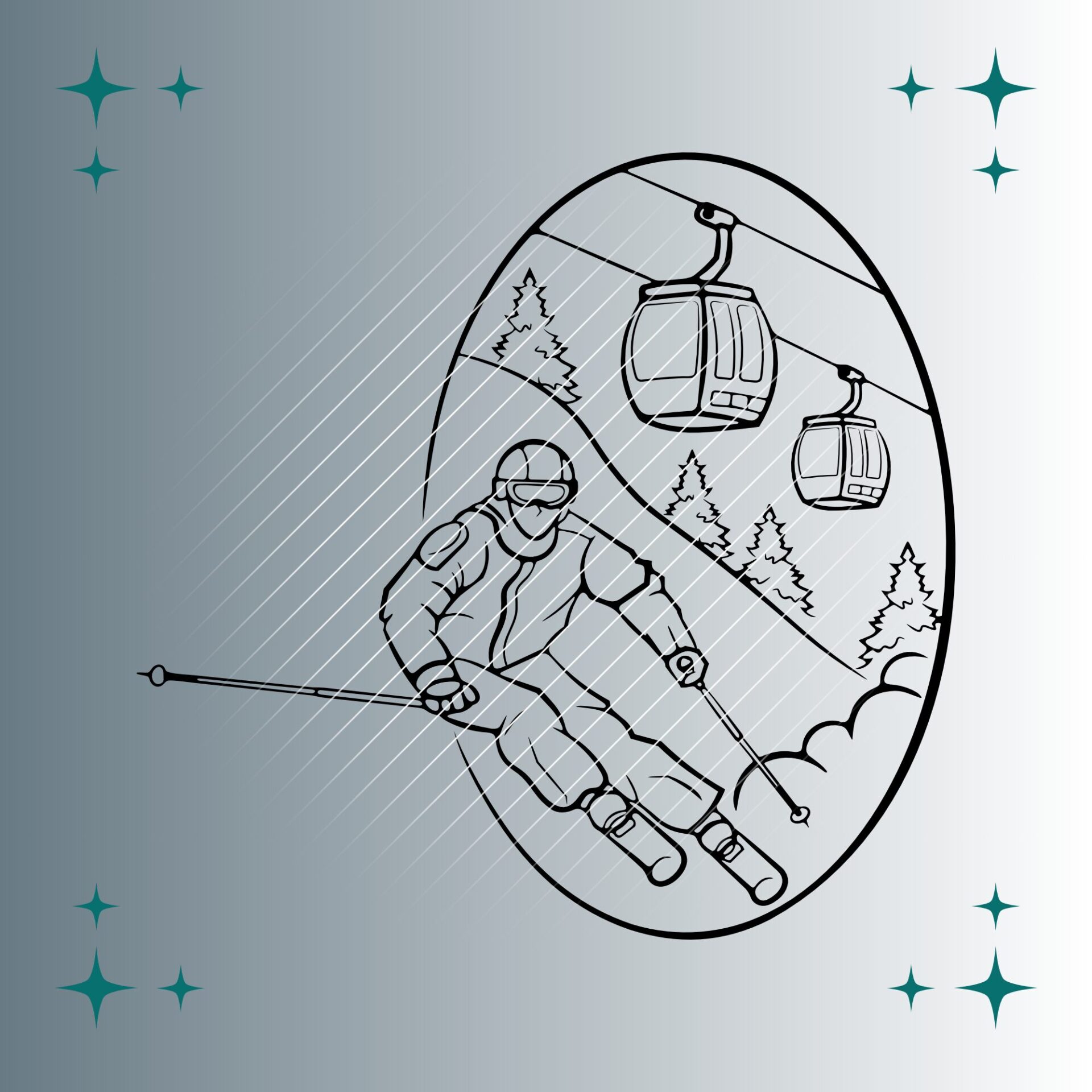 Skifahrer | Plotterdatei | SVG & PNG