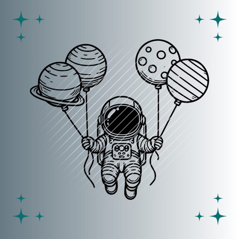 Astronaut Planetenluftballons | Plotterdatei | SVG & PNG
