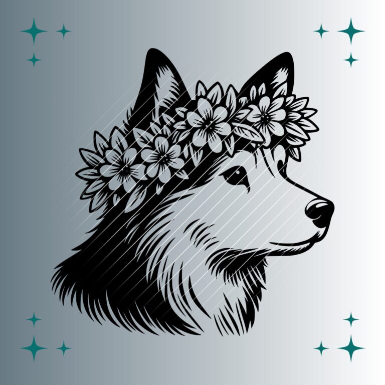 Hund Blumenkranz | Plotterdatei | SVG & PNG