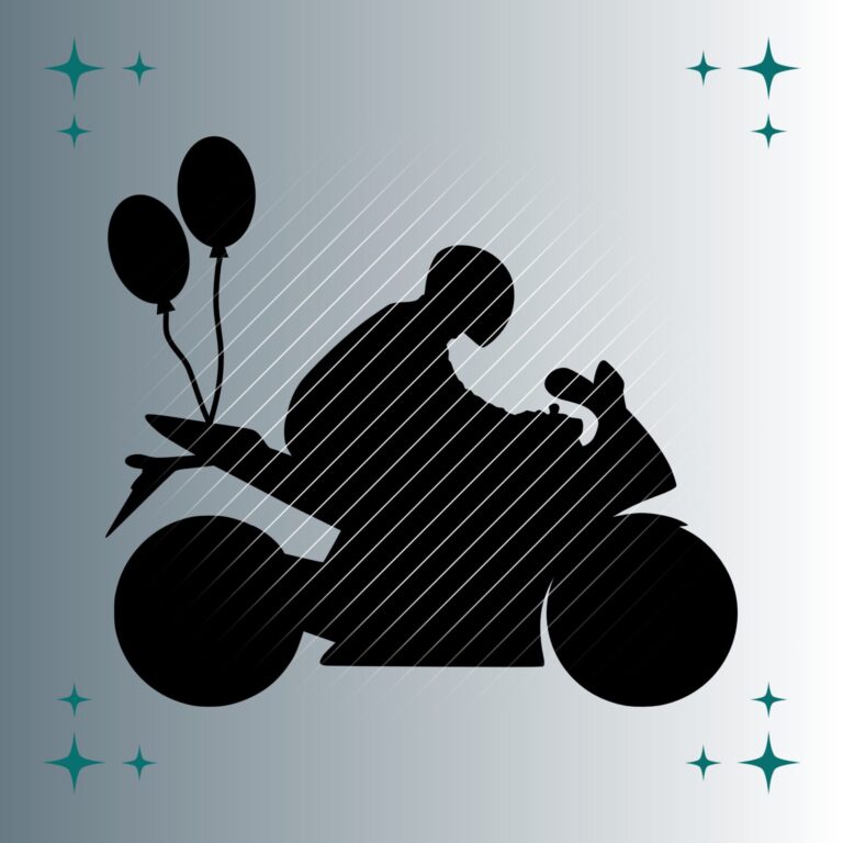 Motorradfahrer Luftballons Silhouette | Plotterdatei | SVG & PNG