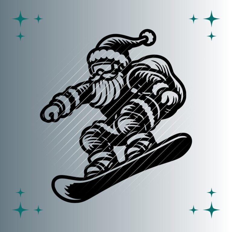 Weihnachtsmann Snowboarder #2 | Plotterdatei | SVG & PNG