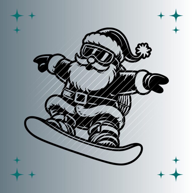 Weihnachtsmann Snowboarder | Plotterdatei | SVG & PNG