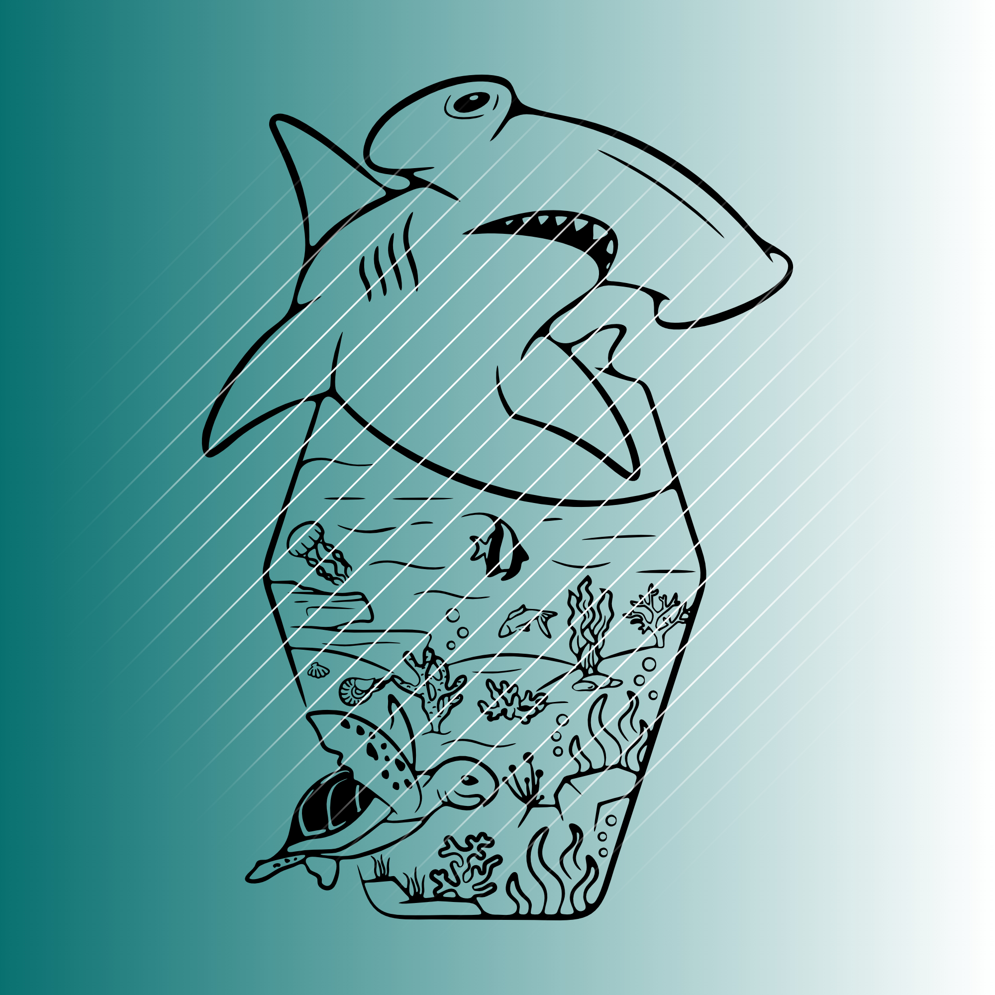Hammerhai & Schildkröte | Plotterdatei | SVG & PNG