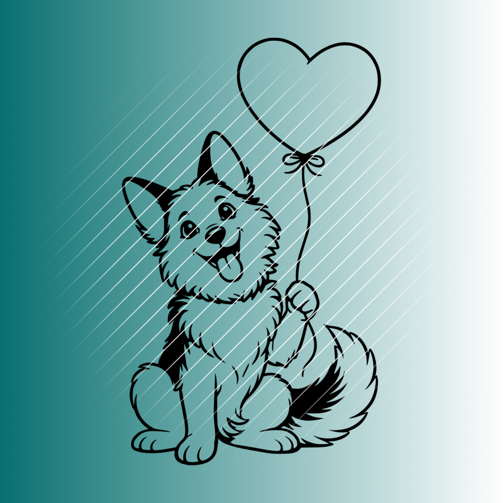 Happy Schäferhund Herzluftballon | Plotterdatei | SVG & PNG