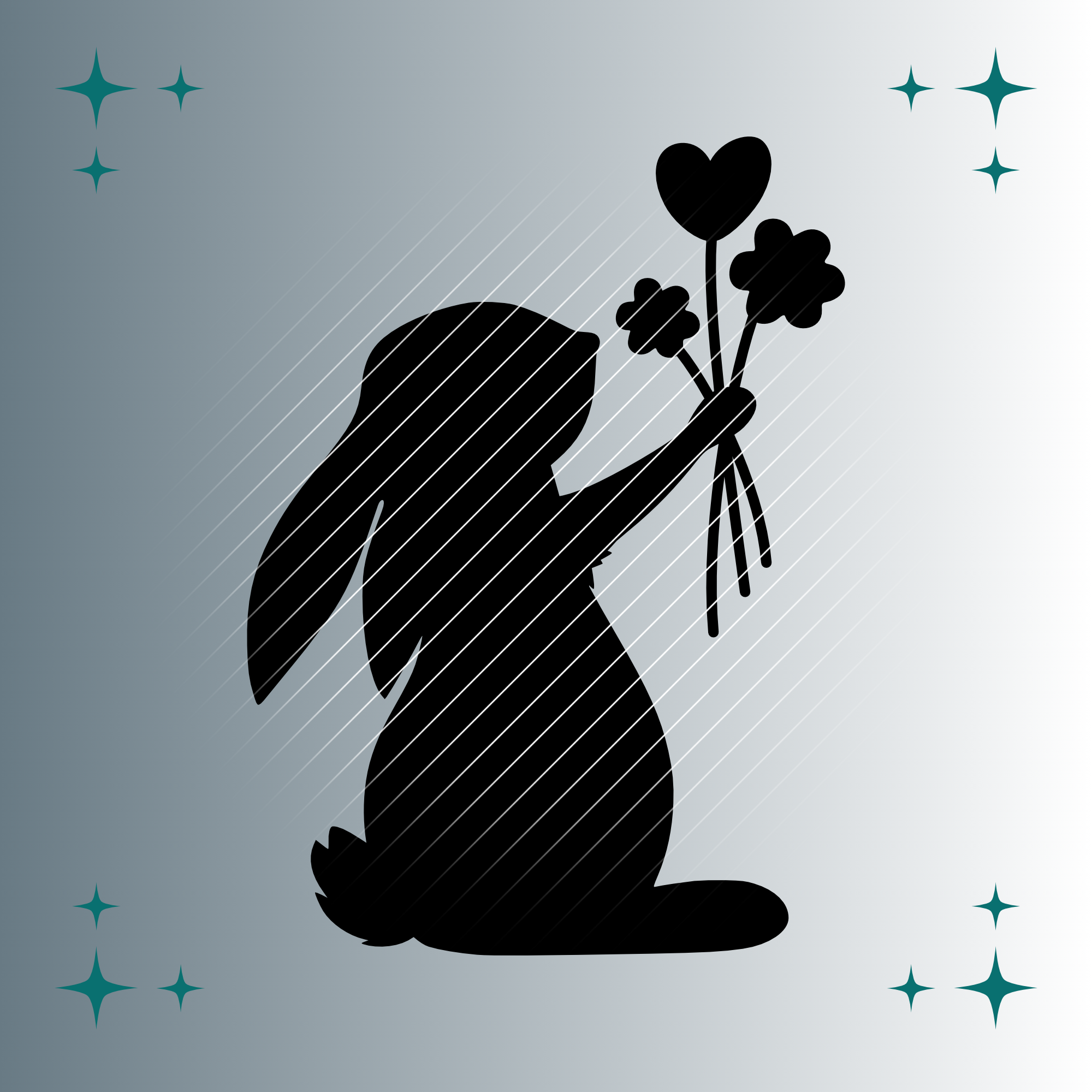Hase Blumenstrauß Silhouette | Plotterdatei | SVG & PNG