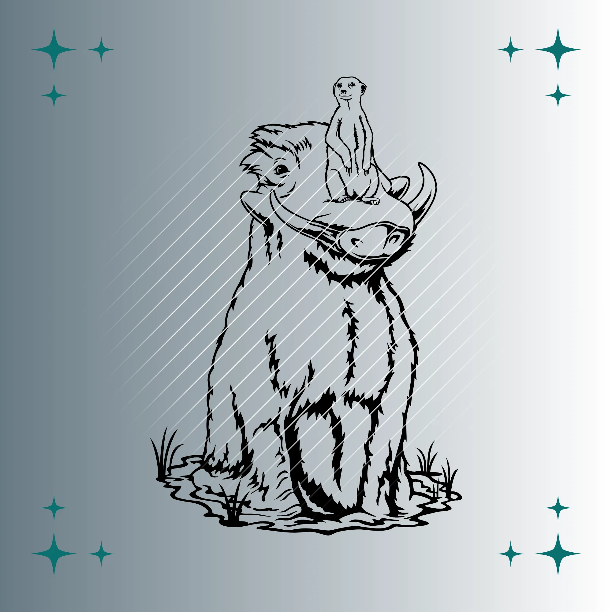 Erdmännchen & Warzenschwein | Plotterdatei | SVG & PNG
