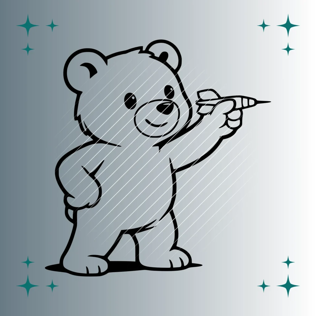 Happy Bär Dartspieler | Plotterdatei | SVG & PNG