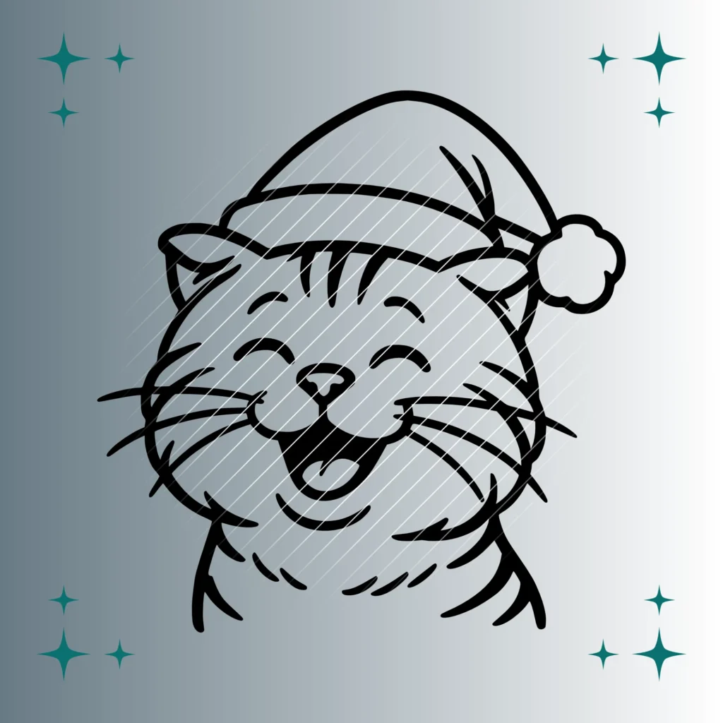 Happy Scottish Fold Katze Weihnachtsmütze | Plotterdatei | SVG & PNG