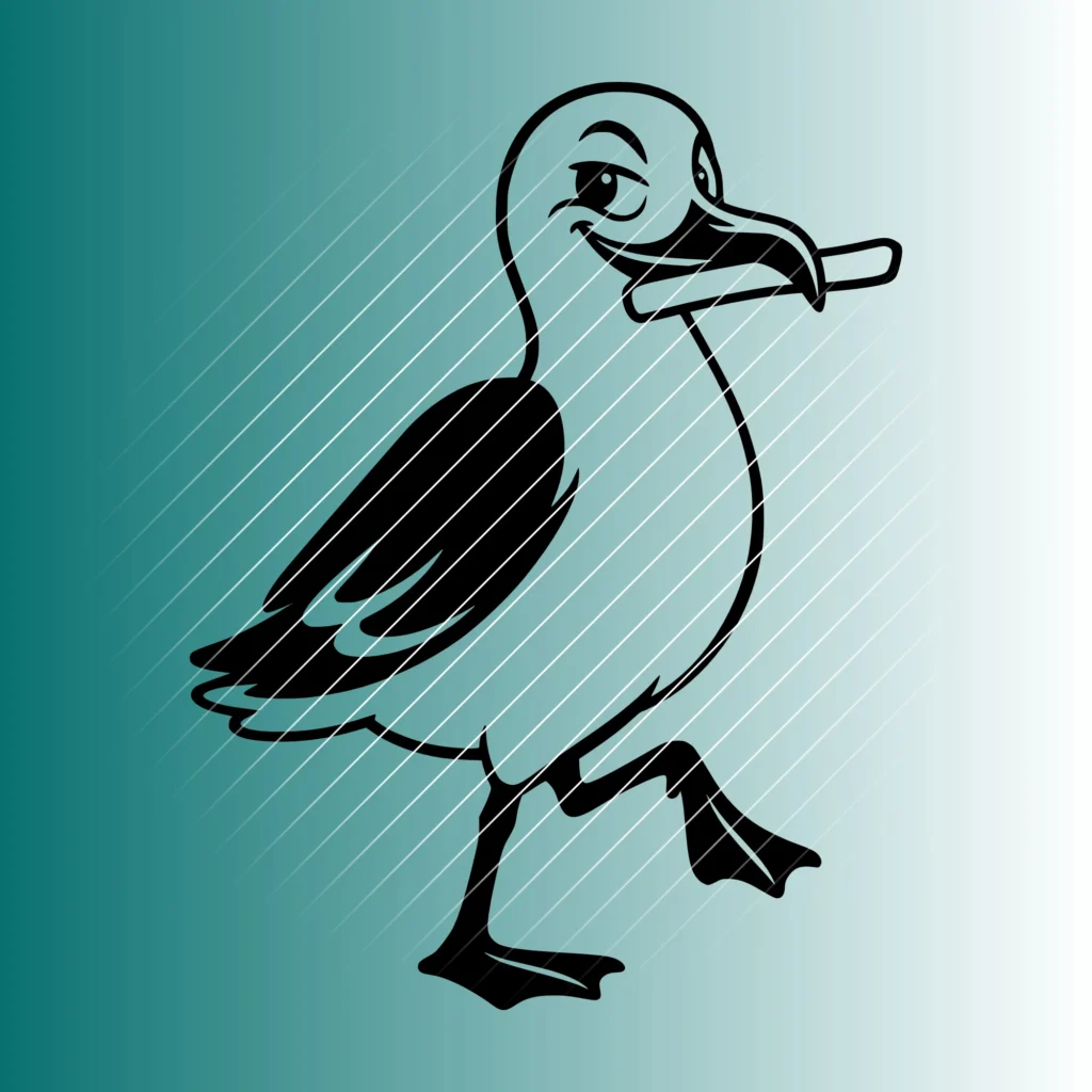 Freche Möwe mit Pommes | Plotterdatei SVG & PNG