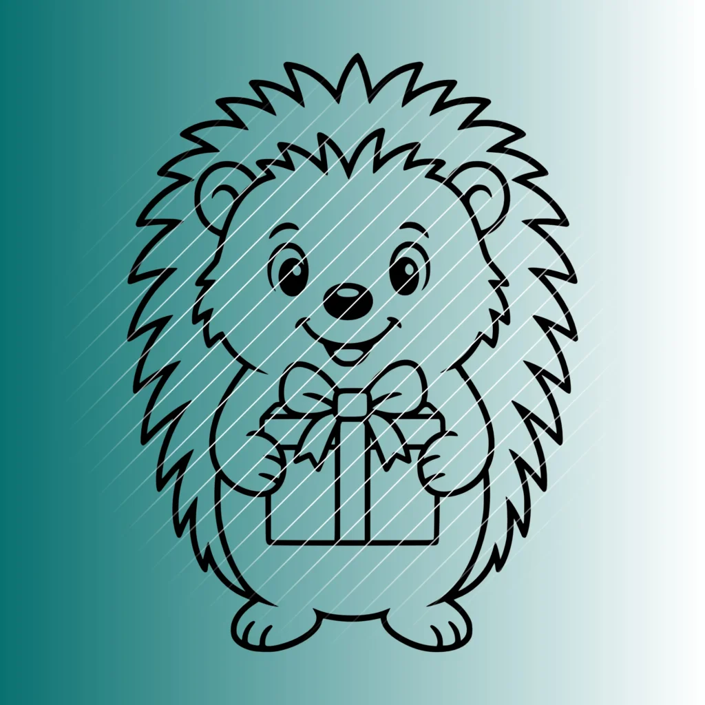 Fröhlicher Igel mit Geschenk | Plotterdatei SVG & PNG