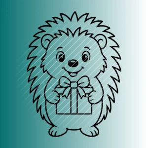 Fröhlicher Igel mit Geschenk | Plotterdatei SVG & PNG